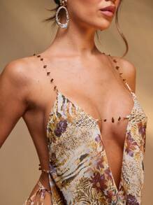 Hauture 女士印花装饰链摆领上衣