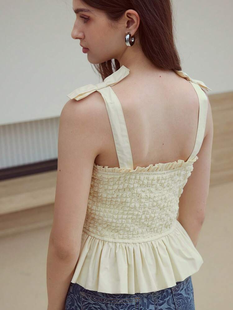 MOTF STUDIO リボンデコレーション テクスチャードタンクトップ