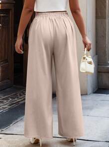 Calvaya Pantalones de unicolor simples y con estilo para tallas grandes, apropiados para el verano - Rosa Pálido - Ver 2