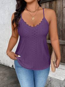 SHEIN LUNE Plus Size Women's Hollow Lace Trim Camisole, Multi-Color