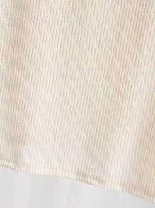 Manfinity VCAY Maglietta casual unisex con girocollo, maniche corte, trama a righe fini jacquard a maglia larga e spalla cadente, adatta per uso quotidiano