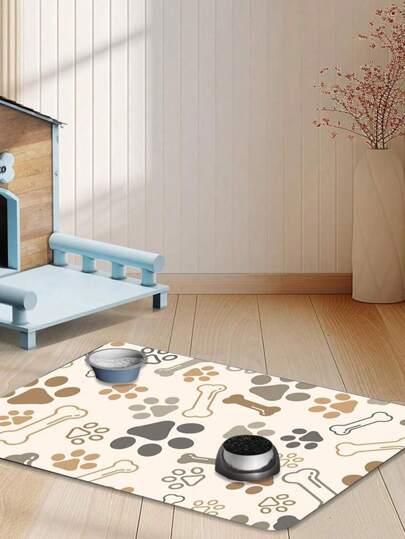 SHEIN 1pc Claw Inca Bone Pattern Cat/Dog Lover Gift And Dog/Cat Mom Love Pet Feeding Mat Training Cat/Dog Lover Gift And Dog/Cat Mom Love Pet Mat Reusable Washable Cat Lover And Cat Mom Love And Dog Lover And Dog Mom Love Mat Absorbent Non Slip Mat Rest Sleeping Mat