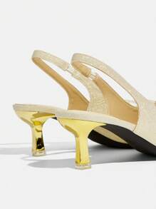 CUCCOO TILAWA Damskie złote metaliczne brokatowe szpiczaste noski motylkowe dekoracje luksusowe szpilki wysokie obcasy, eleganckie buty na imprezę na lato