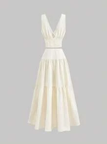 SHEIN MOD 两件套刺绣无袖上衣和裙子套装，度假风格，度假两件套，女士度假装，女士西部装，女士春夏装 - 白色 - 查看 2