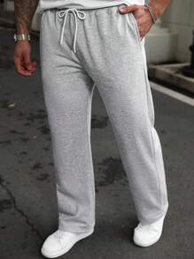 Manfinity CasualCool Pantalones de chándal de unicolor con cordón para hombres de talla grande, sencillos y de moda