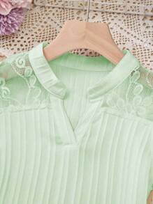 Tween Girls' Solid Color Sleeveless Minimalist Fashion Shirt For Summer - Green - View 6