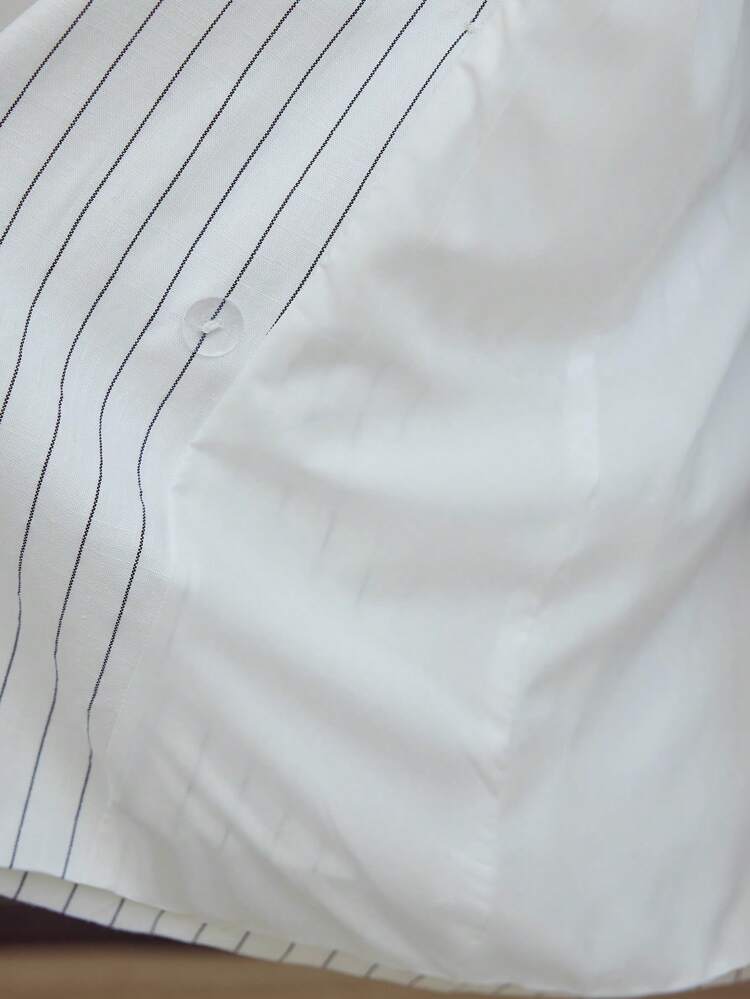 MOTF STUDIO LINEN STRIPED DOUBLE BREASTED BLAZER