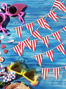 SHEIN 20 件/套狂欢节马戏团彩旗横幅，红白条纹三角旗彩旗，适用于狂欢节马戏团生日派对装饰 - 彩色 - 查看 6