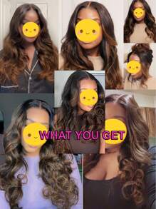 ALL READY WIG 预漂白预拔预剪蕾丝融化蕾丝 7x5 无胶蕾丝闭合假发 100% 真人头发渐变棕色波浪 9AM 头发 - SNATURAL/33 - 查看 8