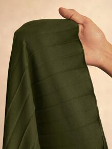 Zivah Elegant Elastic Waist Dark Green Pleated Large-Footed Extra-Long Wide-Leg Pants For Women Pleated Pantsshein Tall Pantsgreen Pantsflare Pants For Women,Business Casual Woman - Army Green - View 8