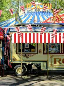 SHEIN 20 件/套狂欢节马戏团彩旗横幅，红白条纹三角旗彩旗，适用于狂欢节马戏团生日派对装饰 - 彩色 - 查看 4