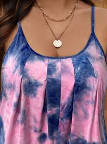 SHEIN LUNE 大码红色和蓝色扎染连体裤女士夏季服装度假服装 - 藍色 - 查看 5