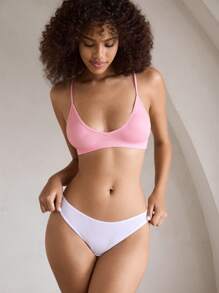 Ocili Leisure Seamless Wireless Soft Rib-Knit Comfort Bra Set - Pink - View 6