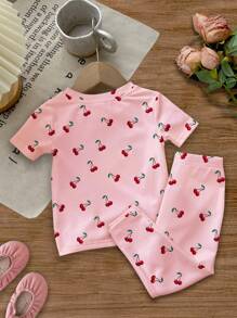 SHEIN 女宝宝休闲简约贴身圆领短袖连体衣，适合夏季 - 白色 - 查看 3