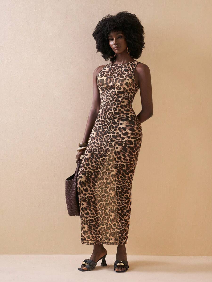 Zivah 女士豹纹无袖网眼长裙 - 彩色 - 查看 1