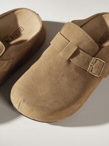 Solecia 女士厚底露趾穆勒鞋，舒适平底凉鞋 - 棕色 - 查看 5