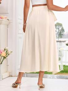 SHEIN Tie-Up Solid Color Maxi Maternity Skirt - Apricot - View 2