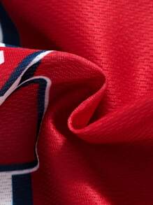 Baby Boy & Toddler Boys' Sports Style Summer Red Woven Jersey T-Shirt, Fashionable For Daily Wear, Outings, Summer - Red - View 4