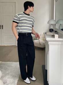 DAZY Men's Summer Striped Patchwork Knit Sweater,Back To School Clothes