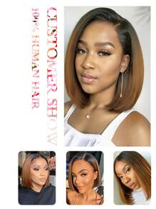 T2/27/30 Panio Color Short Bob Wig Human Hair 13X4X1 T Part Lace Front Wig Human Hair For Women Side Part Brazilian Straight Bob Wig Virgin Human Hair