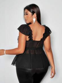 Viva Relle Plus Size Sexy Vacation Shirt - Black - View 4