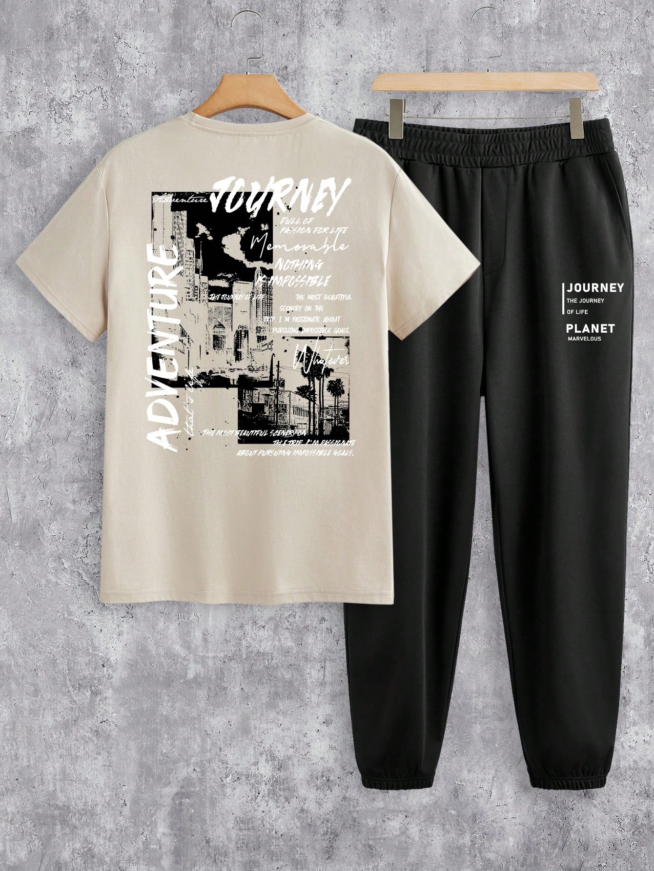 Manfinity Homme بدلة رجالية قصيرة الأكمام قطعتين،...