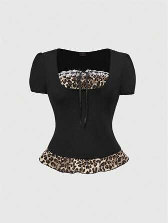 Grunge Punk Cute Sweet Style College Casual 2 In 1 Women T-Shirt