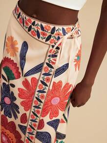 Travachic 梭织印花休闲简约时尚女士半身裙，适合夏季、女士夏季、沙滩装、复活节、女士海滩、春假、度假女士、音乐会女士、波西米亚风、音乐节、热带度假女士度假裙 - 杏色 - 查看 5