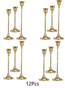 SHEIN Basic living 3 Stücke bronzefarbene, glockenförmige Kerzenhalter für Hochzeit und Party Atmosphäre Dekoration, Raumdekoration, Geschenke - Bronze - Übersicht 4