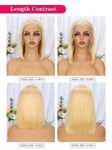 613# Blonde Color Lace Front Wig 10--12inch Short Bob Human Hair Wig 13x4 Transparent Lace Bob Wig For Woman Halloween Costumes - S613 - View 6