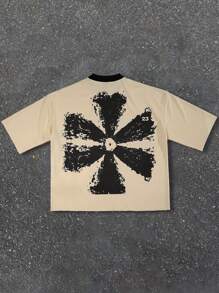 Manfinity EMRG 男士短袖 T 恤，休闲时尚，适合日常穿着 - 杏色 - 查看 2