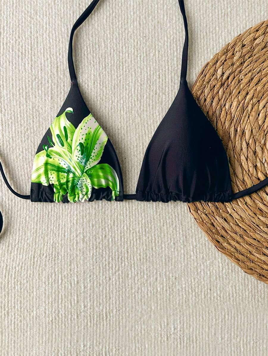 Swim Vcay 性感女士花卉印花比基尼上衣，海滩夏日