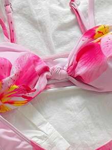 Swim Mod Women's Lily Orchid Knot Sexy Bikini Set, Beach Outfit For Summer Beach Vacation - Yellow - View 5