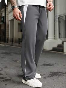 Manfinity Homme Plus Size Men's Contrast Color Patchwork Drawstring Waist Pants