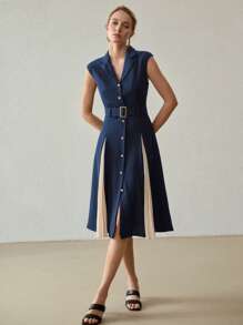 MOTF PREMIUM JURK MET REVERSKRAAG CONTRAST GEPLOOIDE PANEEL GESP, RIEMJURK