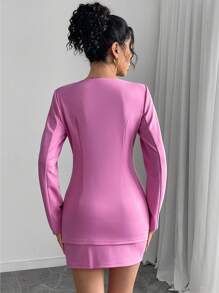 Modelyn Bộ đồ vest và váy công sở màu trơn thanh lịch cho nữ - Màu Hồng Tươi - Xem 5