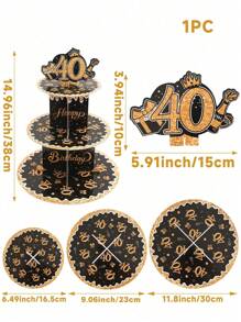 SHEIN 1 套黑金 30/40/50 岁生日蛋糕支架 - 坚固的金属蛋糕装饰和甜点展示架，适用于派对装饰、厨房、周年纪念 - 可重复使用的多活动食品服务装饰品 - 彩色 - 查看 16