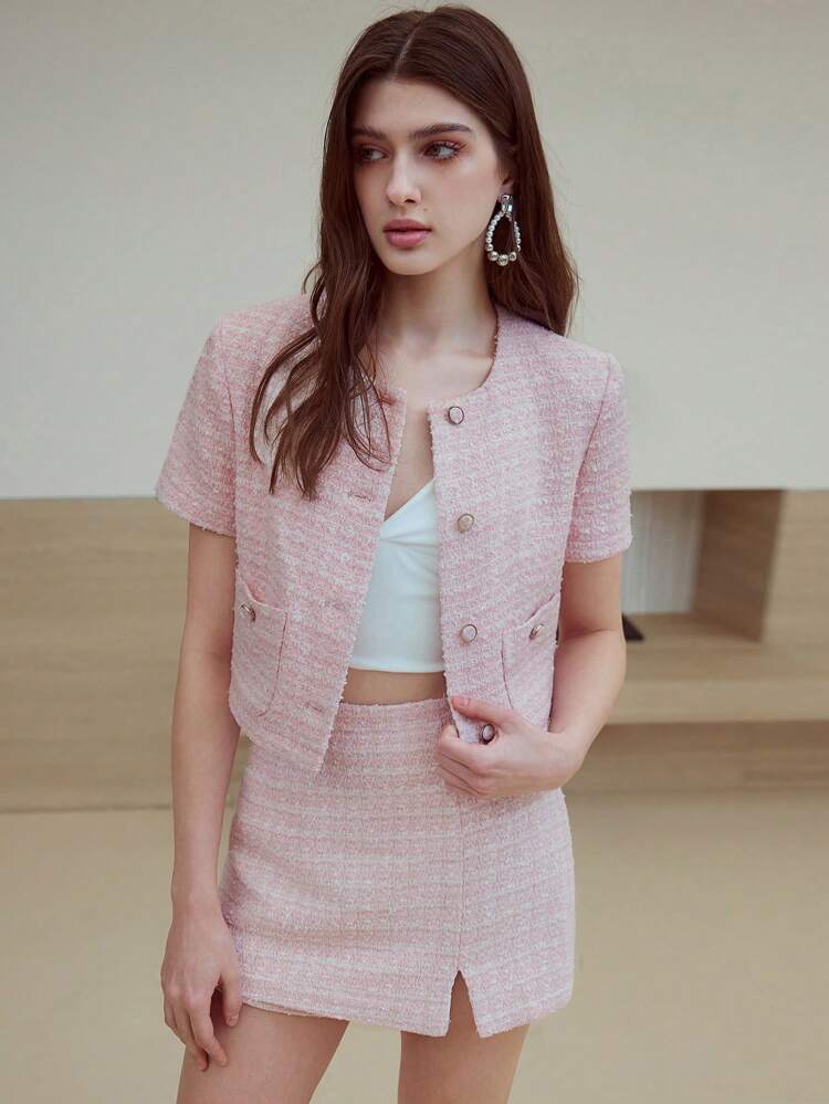 MOTF STUDIO TWEED SPLIT SIDE SKORT