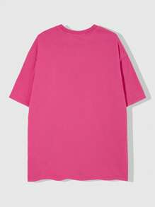 ROMWE MEN Anime Men's Gothic Spider Distressed Snow Washed T-Shirt, Spring/Summer, Halloween - Pink - View 2