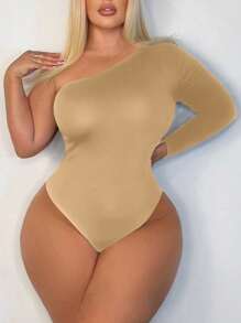 SHEIN SXY Solid One Shoulder Bodysuit, Fashionable For Summer