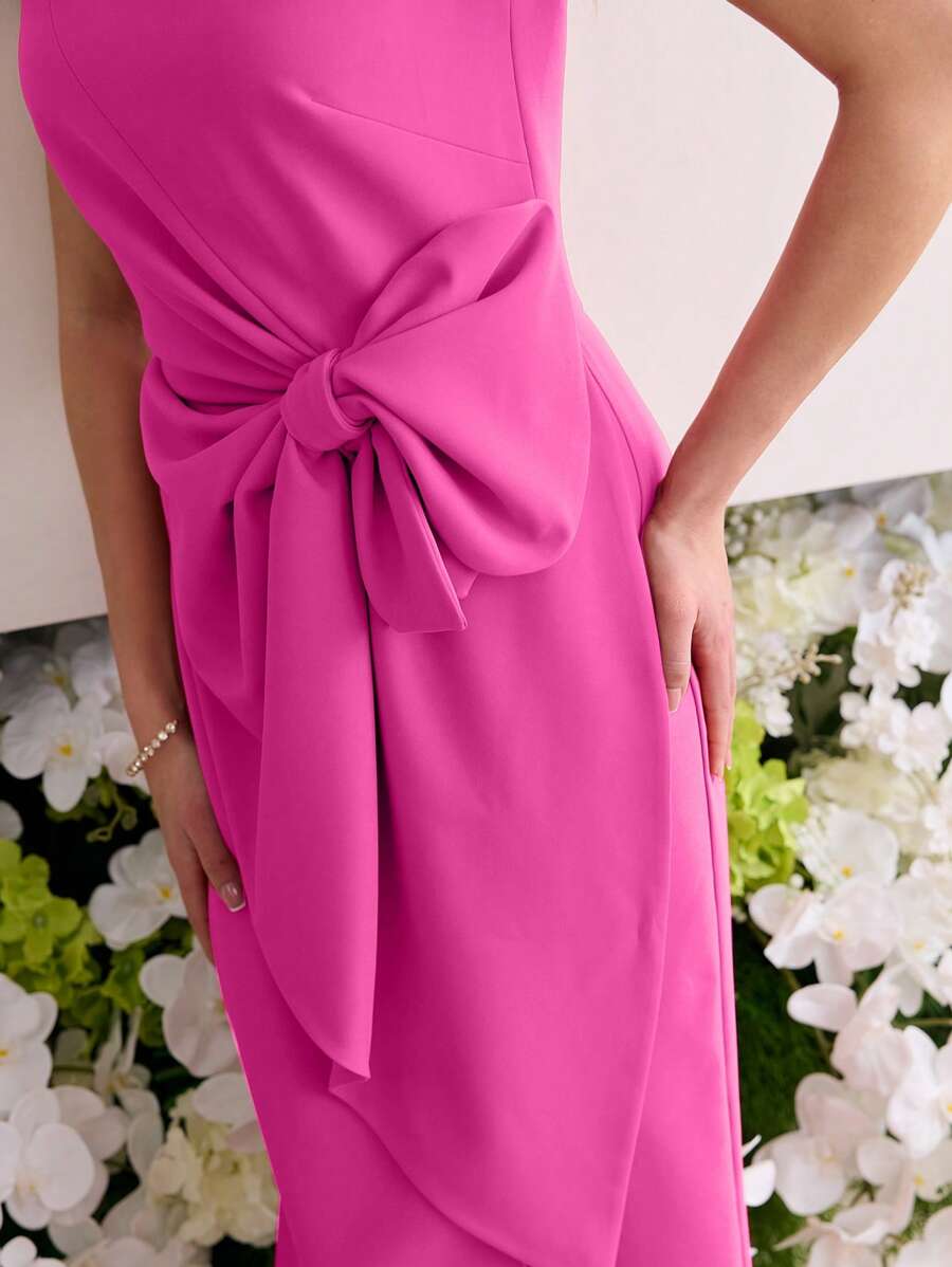 MOTF Soiréza Vestido con cierre y detalle de lazo - Rosa Fucsia - Ver 2