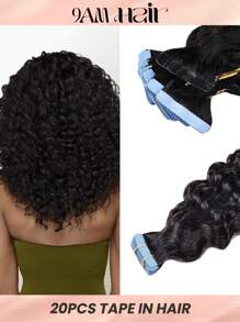 20pcs Tape In Hair Deep Curly Natural Black Color 150% 18-22 Inch Virgin Human Hair Tape In Hair Extension Tape In Hair Tape Ins Hair Extensions