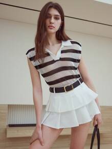 MOTF STUDIO BLUSA DE PUNTO DE POINTILLÉ A RAYAS - Blanco y Negro - Ver 6