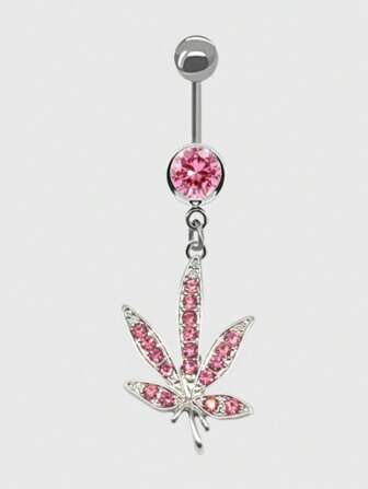 Kawaii Fashionable Personalized Body Piercing Rhinestone Maple Leaf Navel Piercing