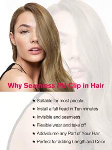 Seamless Clip Ins Seamless Skin Weft Clip In Human Hair Extensions 8pcs 110g 120g PU Clip In Extensions Full Head Remy Human Hair Invisible Clip In Hair Extensions Hair Extensions - SNatural - View 12