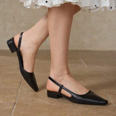 SQUARE TOE SLINGBACK FLATS