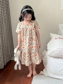 Zikori Zikori Camisola Larga com Decote Redondo e Estampa Fofa de Raposa e Tigre para Meninas Jovens