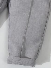 SHEIN 4 Peças Conjunto de Roupa de Menino Bebê Cavalheiro de Volta às Aulas, Incluindo Camisa de Manga Longa com Laço, Colete, Blazer de Manga Longa e Calça, Adequado para Aniversário, Casamento, Batizado e Festa de 1º Aniversário, Apresentação Infantil e Traje Formal de Casamento - Cinza - Visão 3