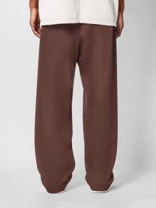 SUMWON Drop Crotch Joggers Sports Sweatpants Athleisure Training Pants Elastic Waist Lounge Casual Workout Tapered Leg Urban Streetwear Performance - Coffee Brown - View 4