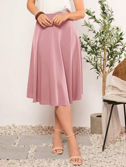 SHEIN Clasi Women Elegant Solid Color Skirt For Summer Holiday